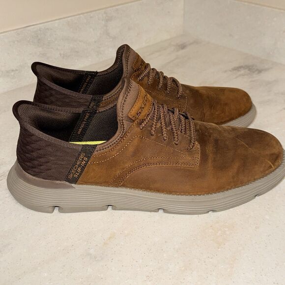 Skechers Hands Free Slip-Ins Garza Gervin Shoes Brown Leather Mens 11.5 EUR 45.5 - Picture 8 of 12
